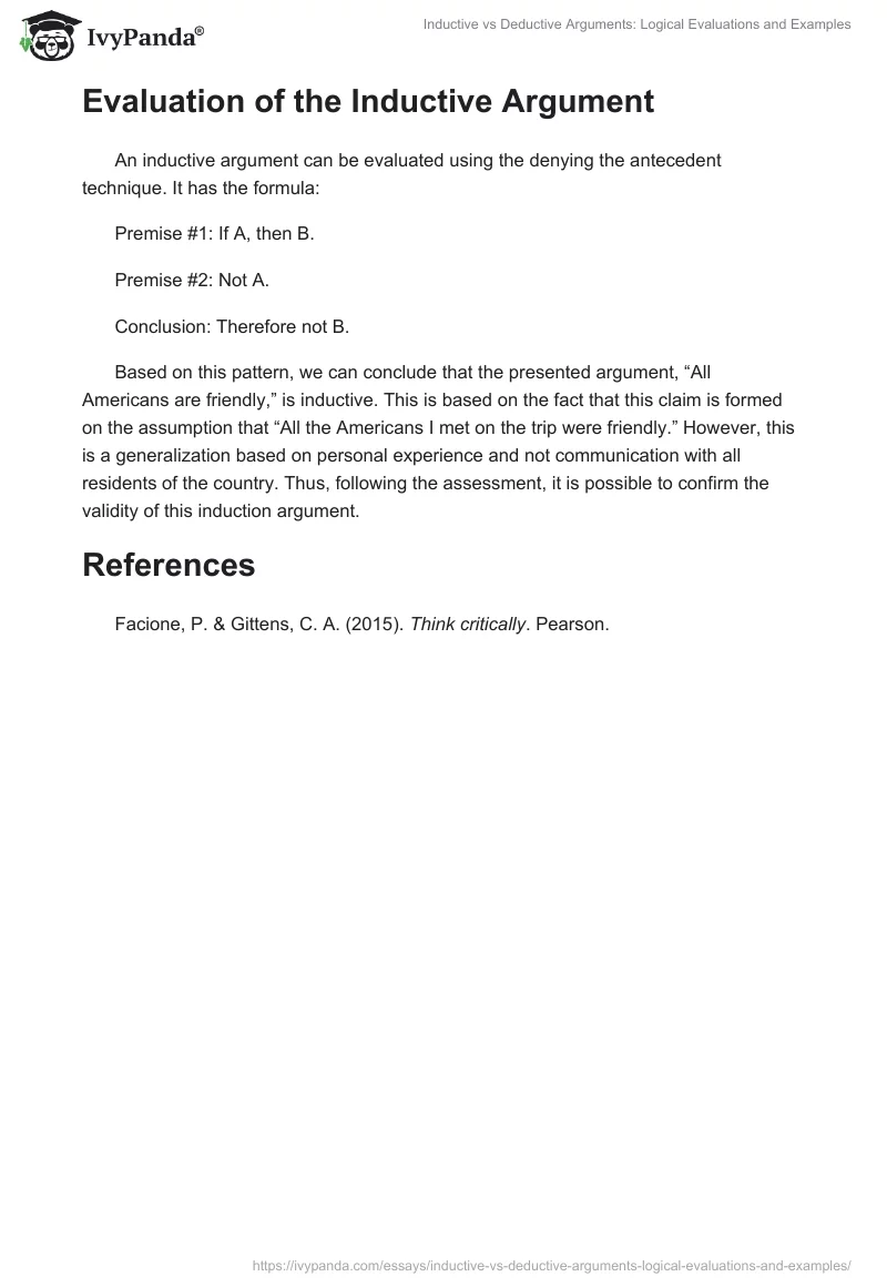 Inductive vs Deductive Arguments: Logical Evaluations and Examples. Page 2