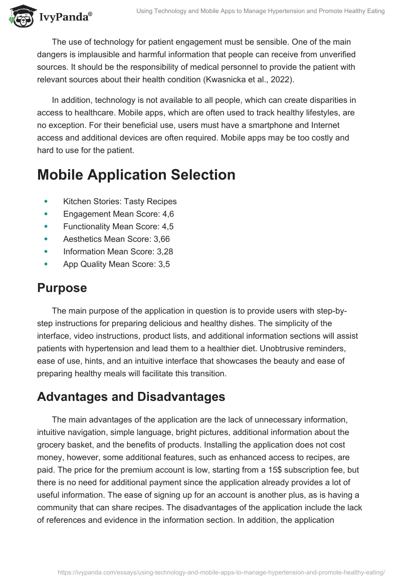 Using Technology and Mobile Apps to Manage Hypertension and Promote Healthy Eating. Page 2