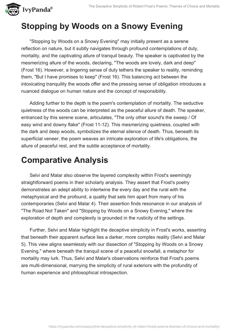 The Deceptive Simplicity of Robert Frost’s Poems: Themes of Choice and Mortality. Page 2