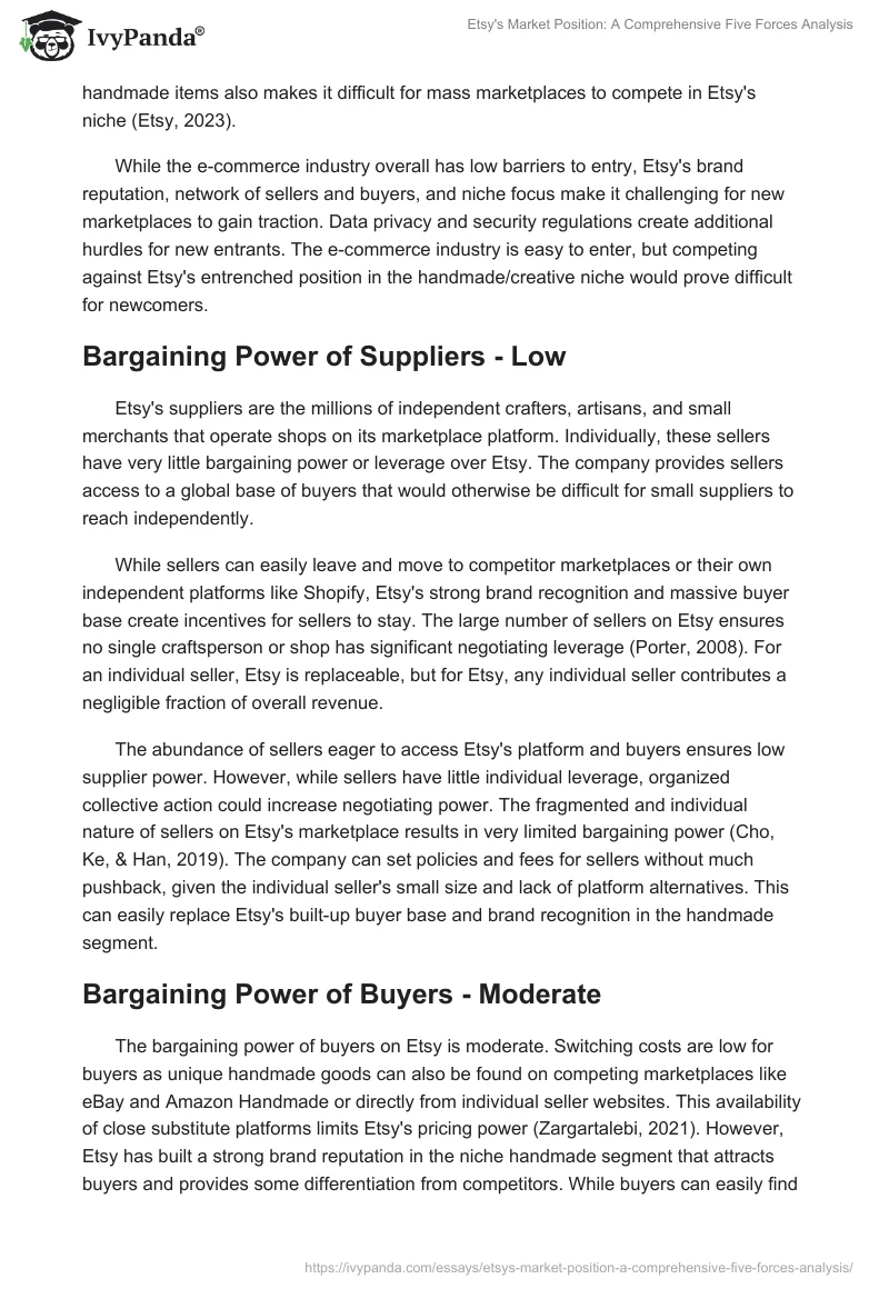 Etsy's Market Position: A Comprehensive Five Forces Analysis. Page 2