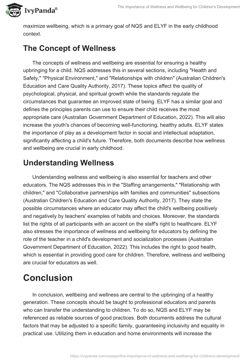 The Importance of Wellness and Wellbeing for Children's Development. Page 2