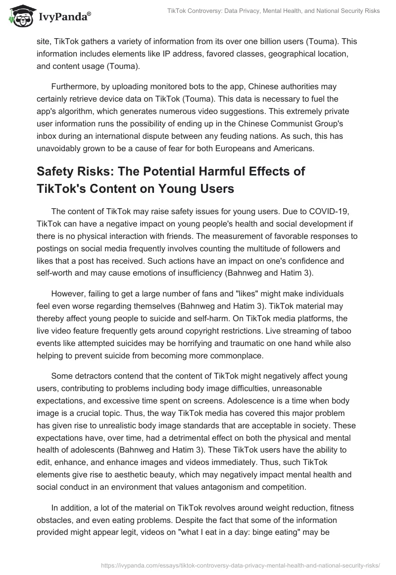 TikTok Controversy: Data Privacy, Mental Health, and National Security Risks. Page 2