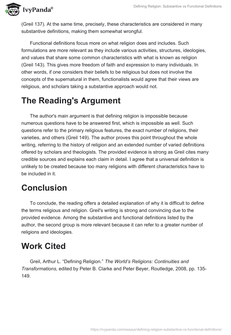 Defining Religion: Substantive vs Functional Definitions. Page 2