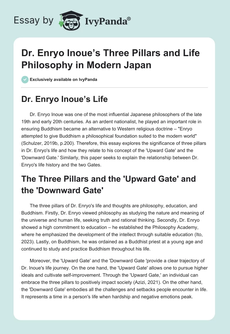 Dr. Enryo Inoue’s Three Pillars and Life Philosophy in Modern Japan. Page 1