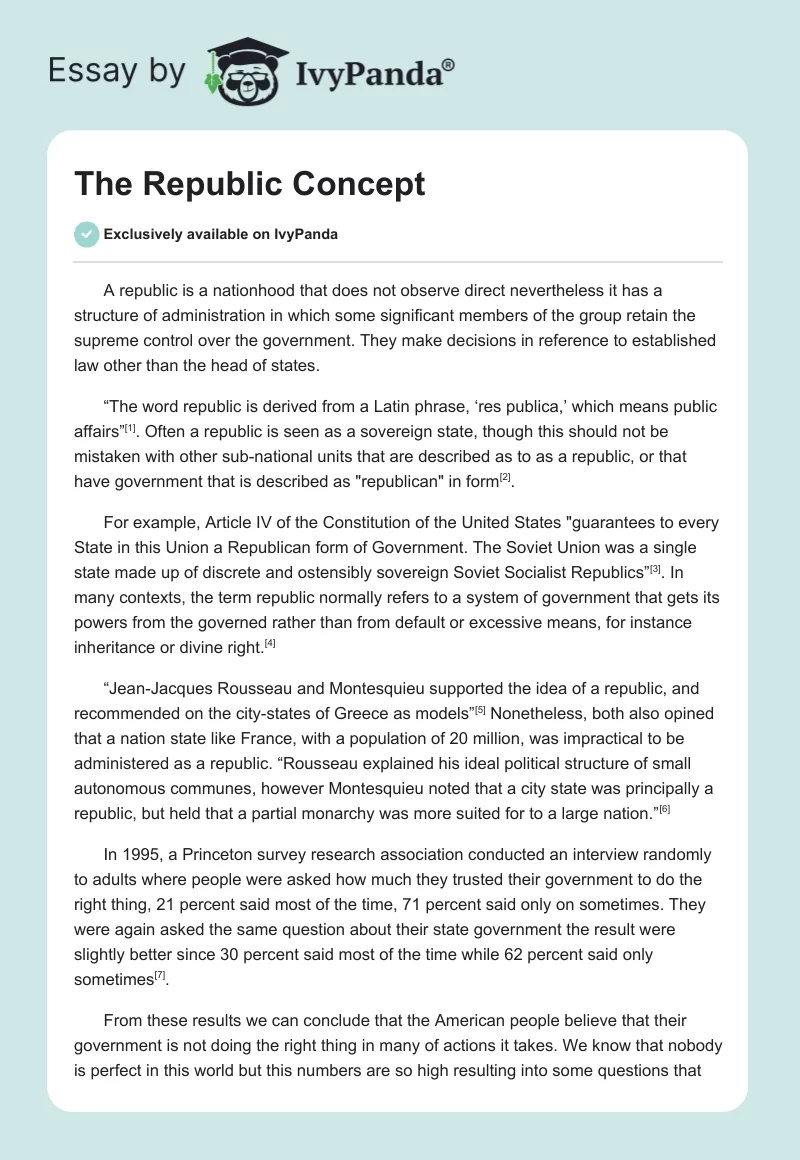 The Republic Concept. Page 1