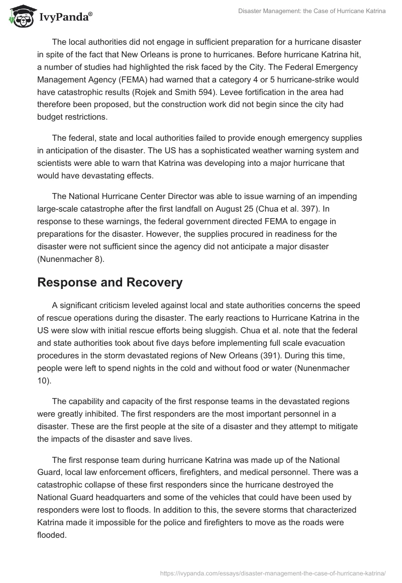 Disaster Management: the Case of Hurricane Katrina. Page 2