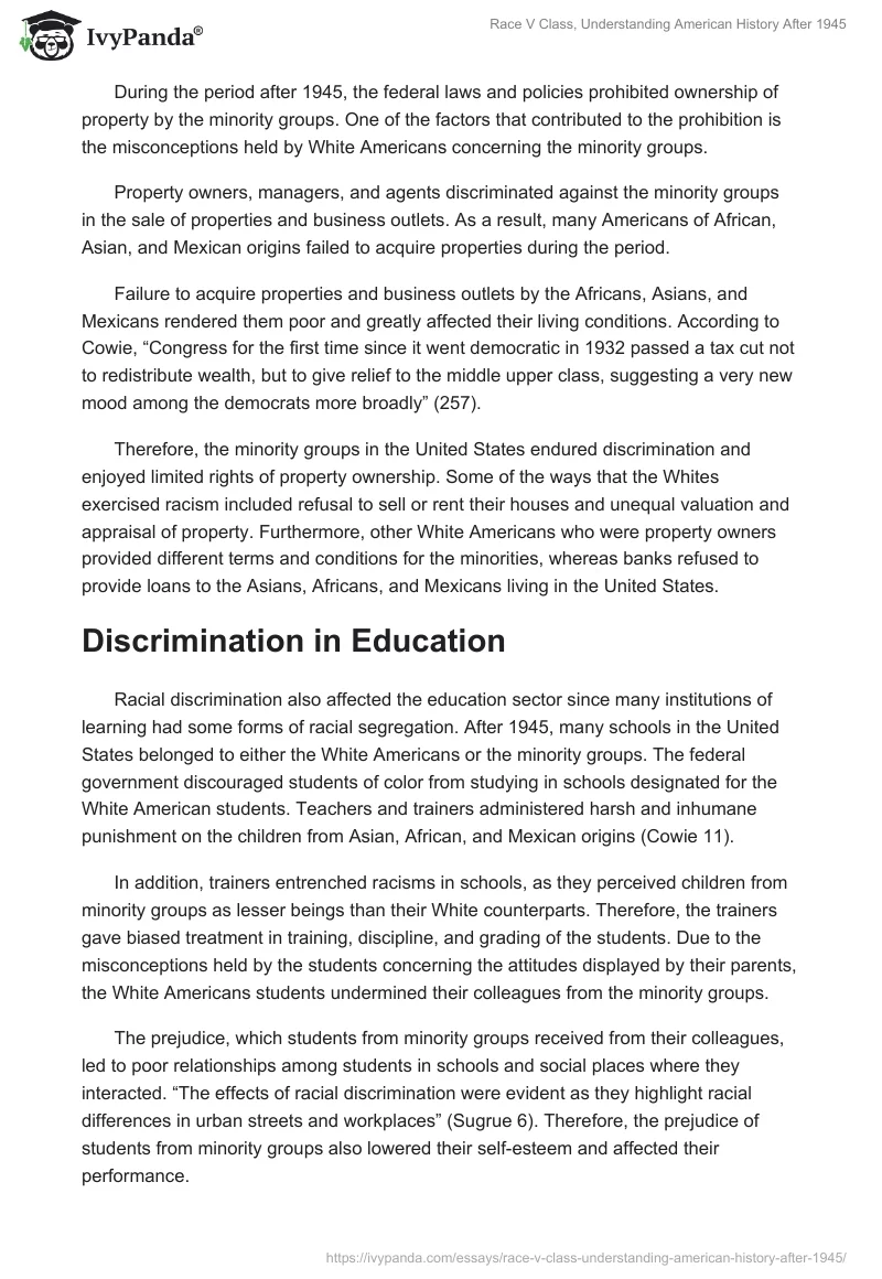 Race V Class, Understanding American History After 1945. Page 4