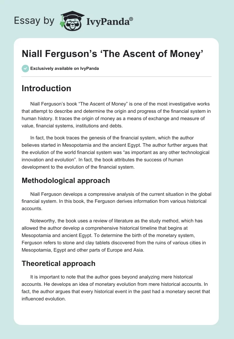 Niall Ferguson’s ‘The Ascent of Money’. Page 1