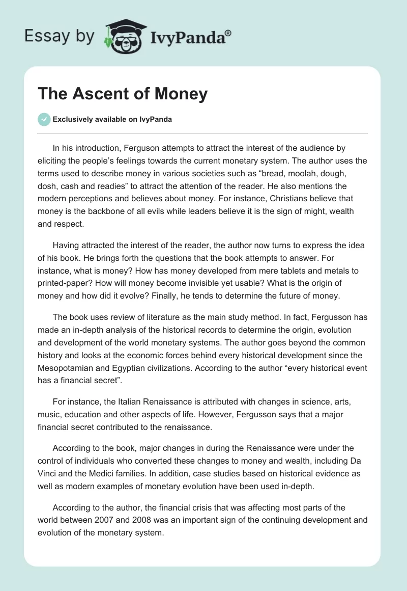 The Ascent of Money. Page 1