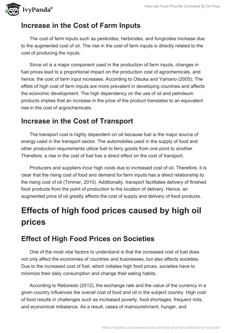 How Can Food Price Be Controlled By Oil Price. Page 3