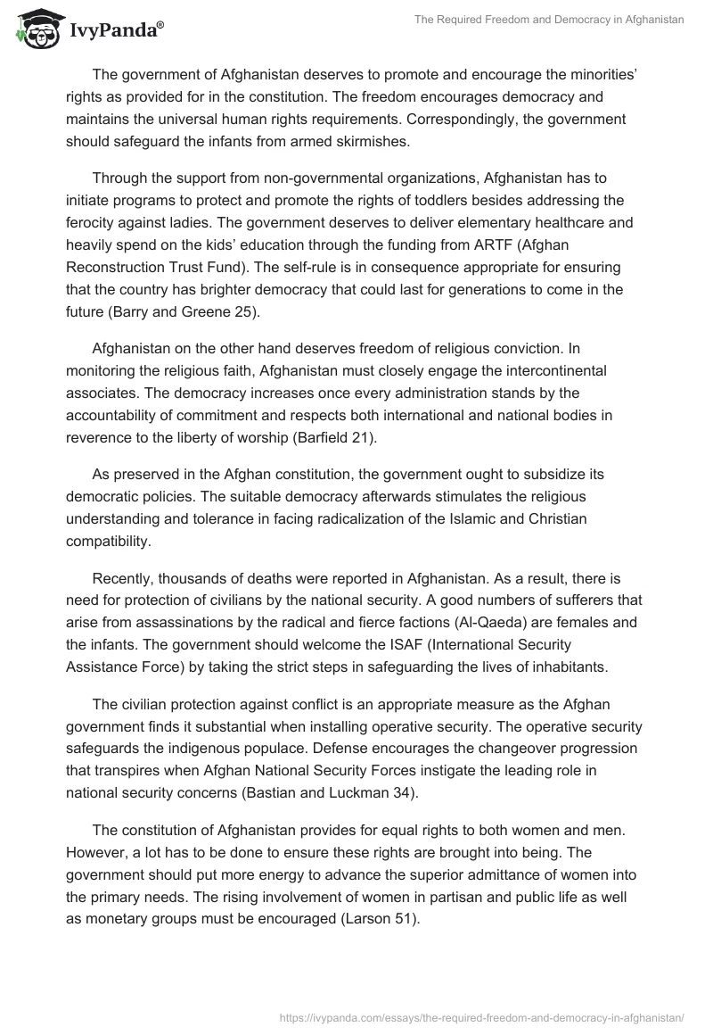 The Required Freedom and Democracy in Afghanistan. Page 2