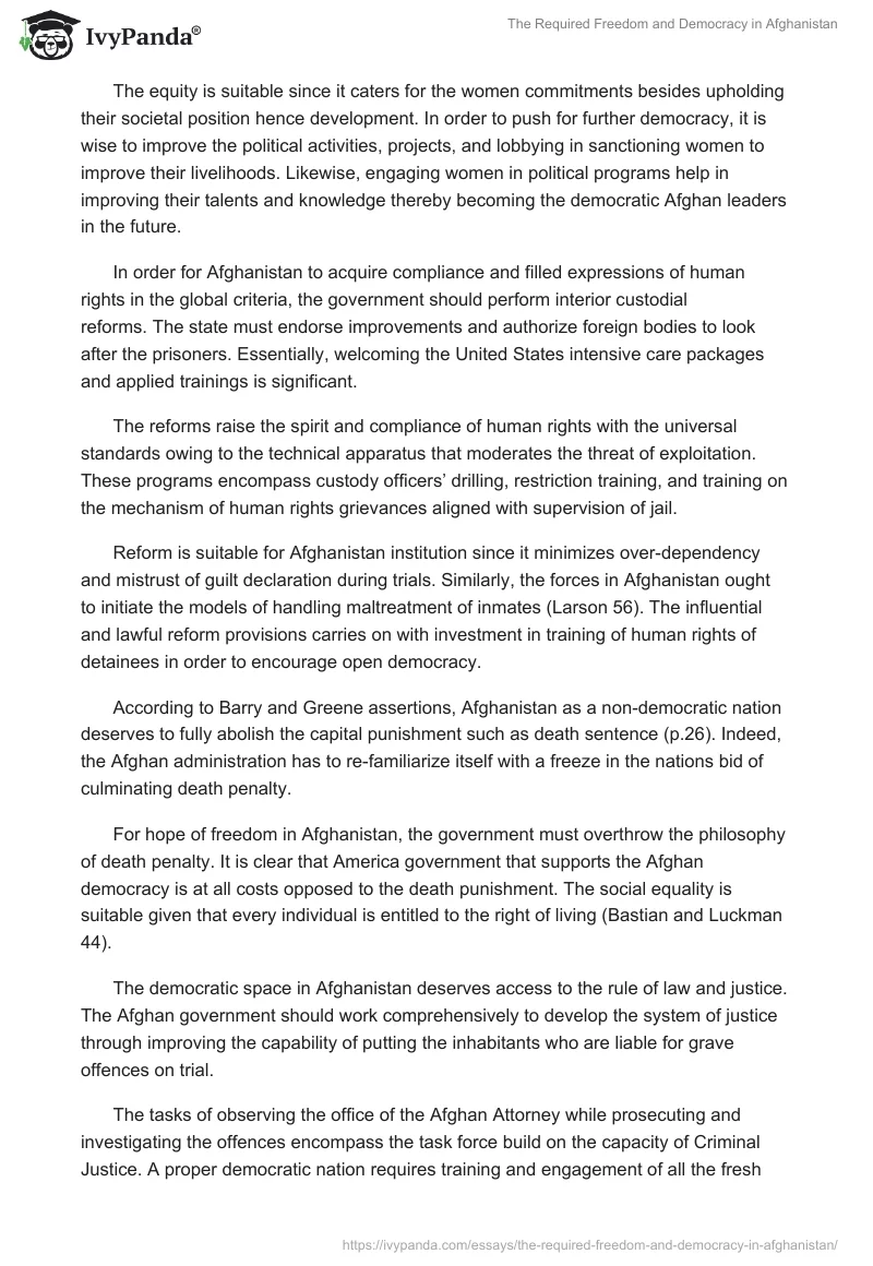 The Required Freedom and Democracy in Afghanistan. Page 3