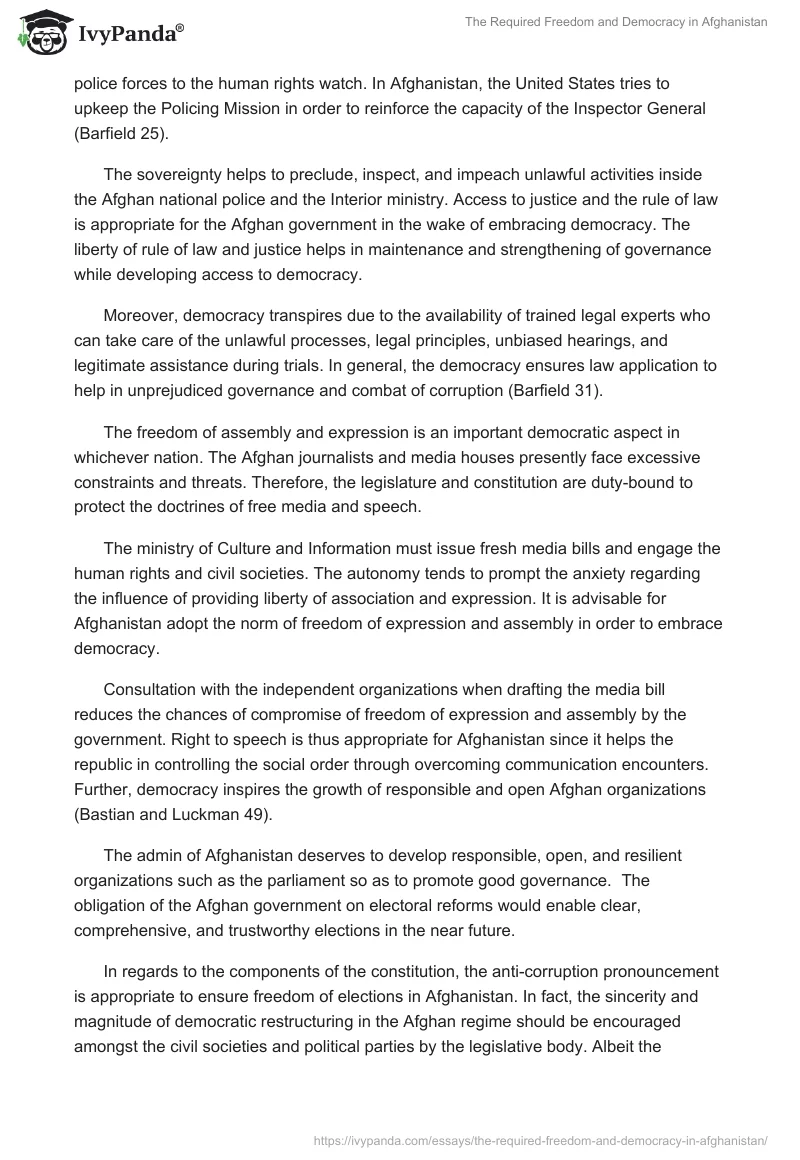 The Required Freedom and Democracy in Afghanistan. Page 4
