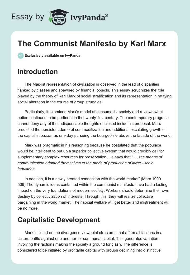 The Communist Manifesto by Karl Marx. Page 1