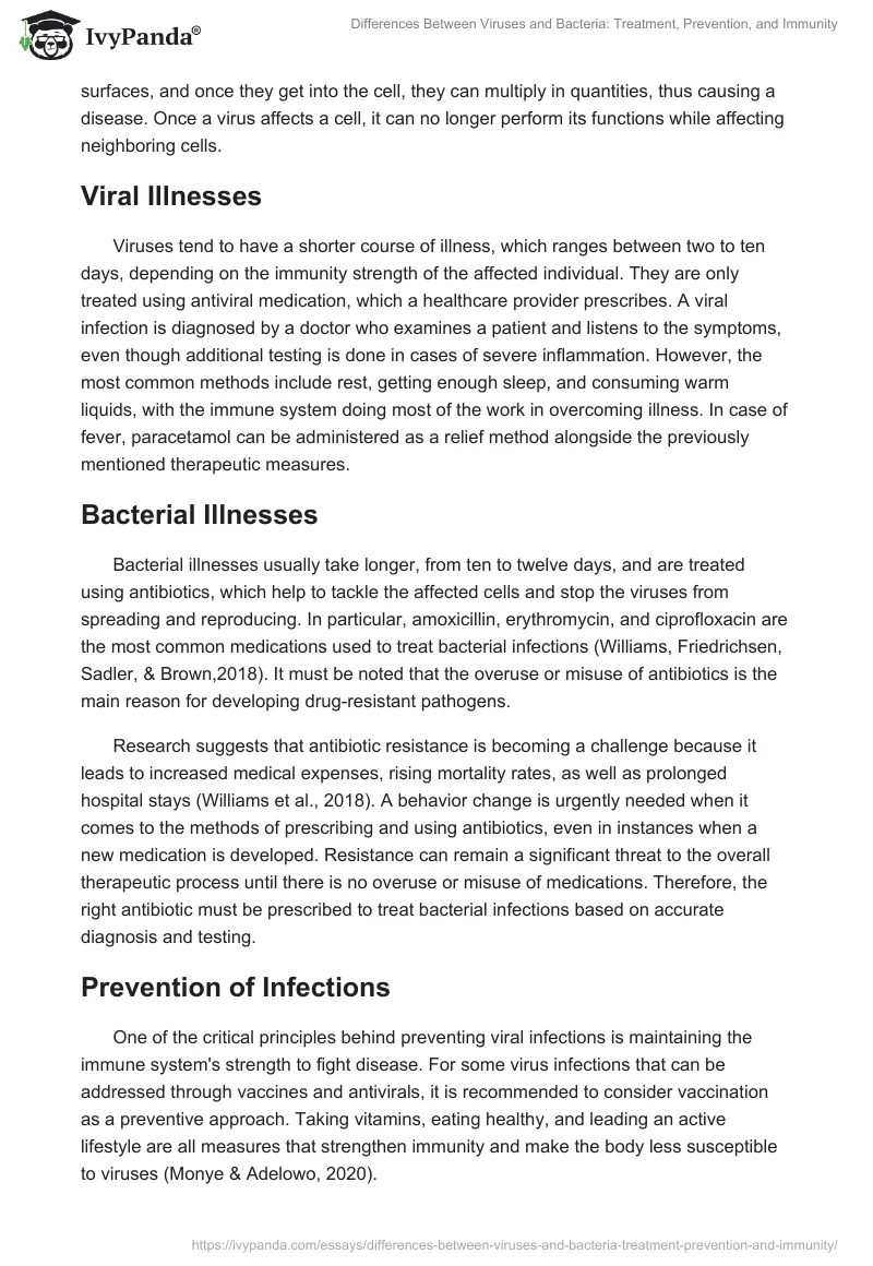 Differences Between Viruses and Bacteria: Treatment, Prevention, and Immunity. Page 2