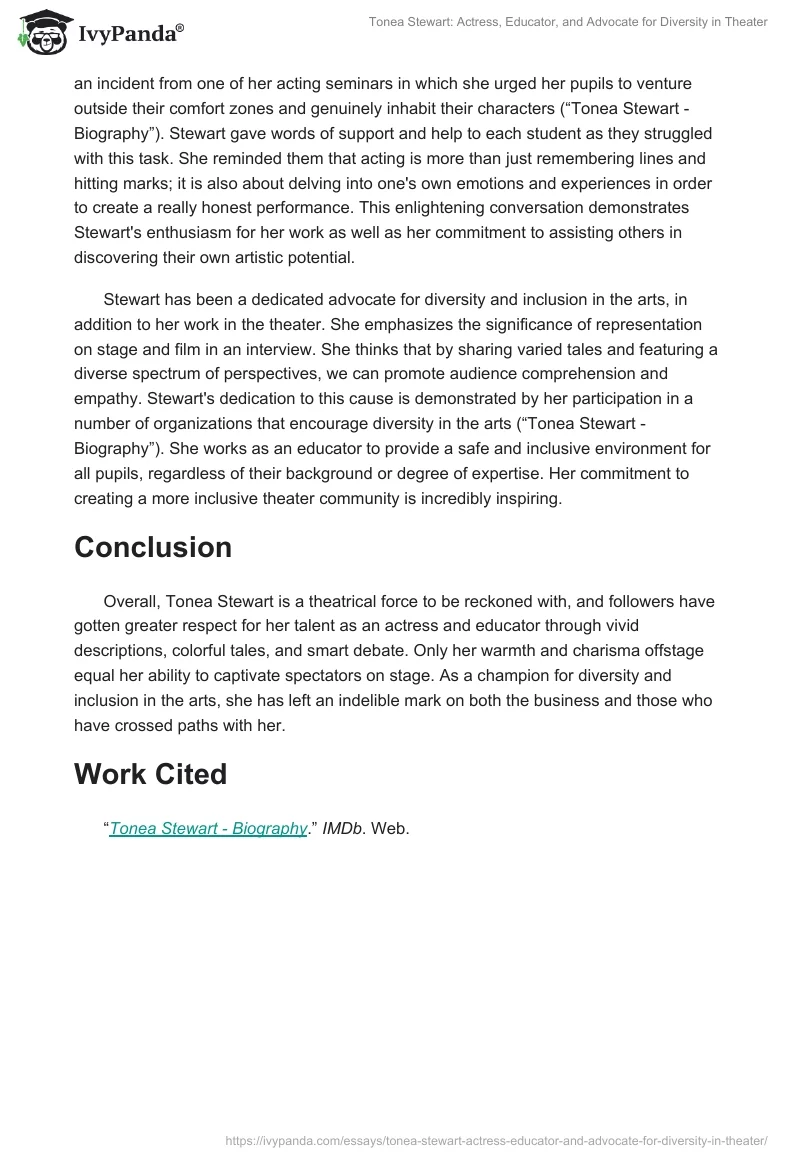 Tonea Stewart: Actress, Educator, and Advocate for Diversity in Theater. Page 2