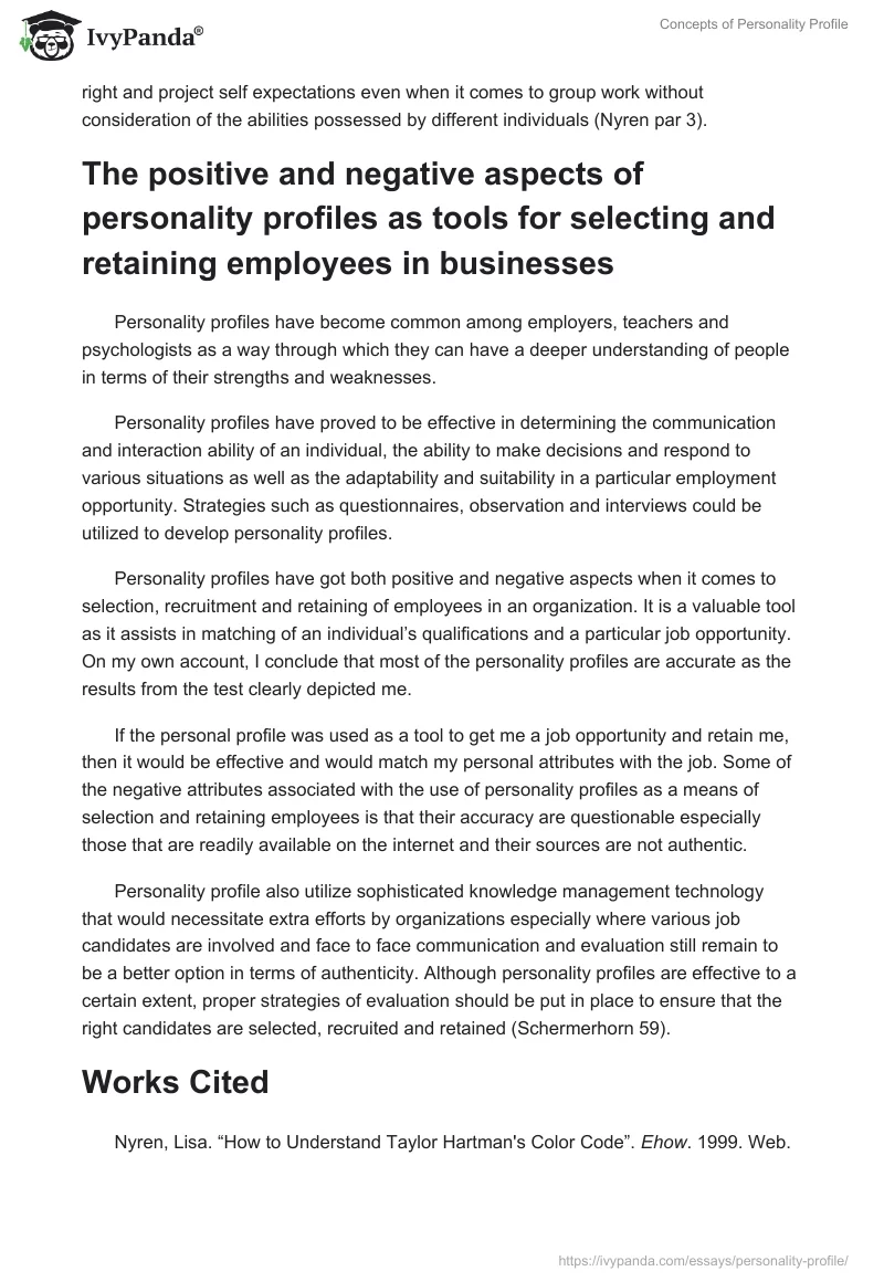Concepts of Personality Profile. Page 2