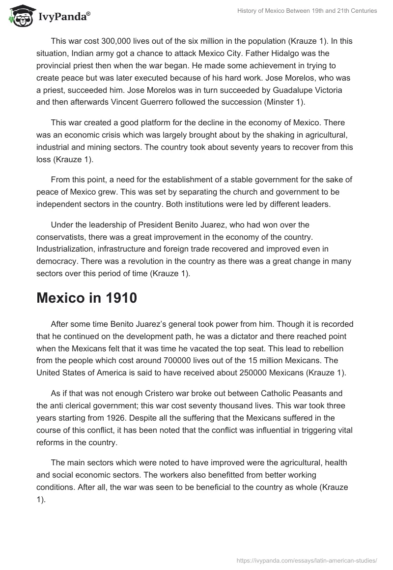 History of Mexico Between 19th and 21th Centuries. Page 2