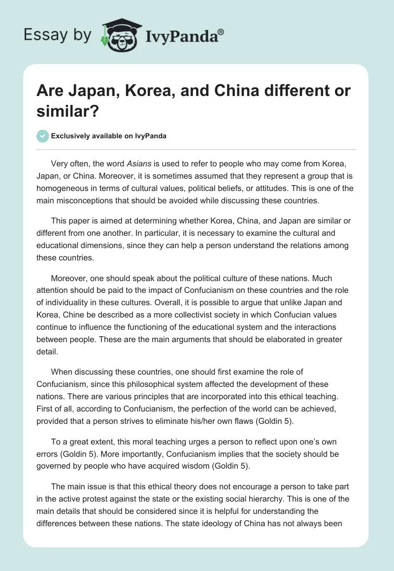 Are Japan, Korea, and China different or similar?. Page 1