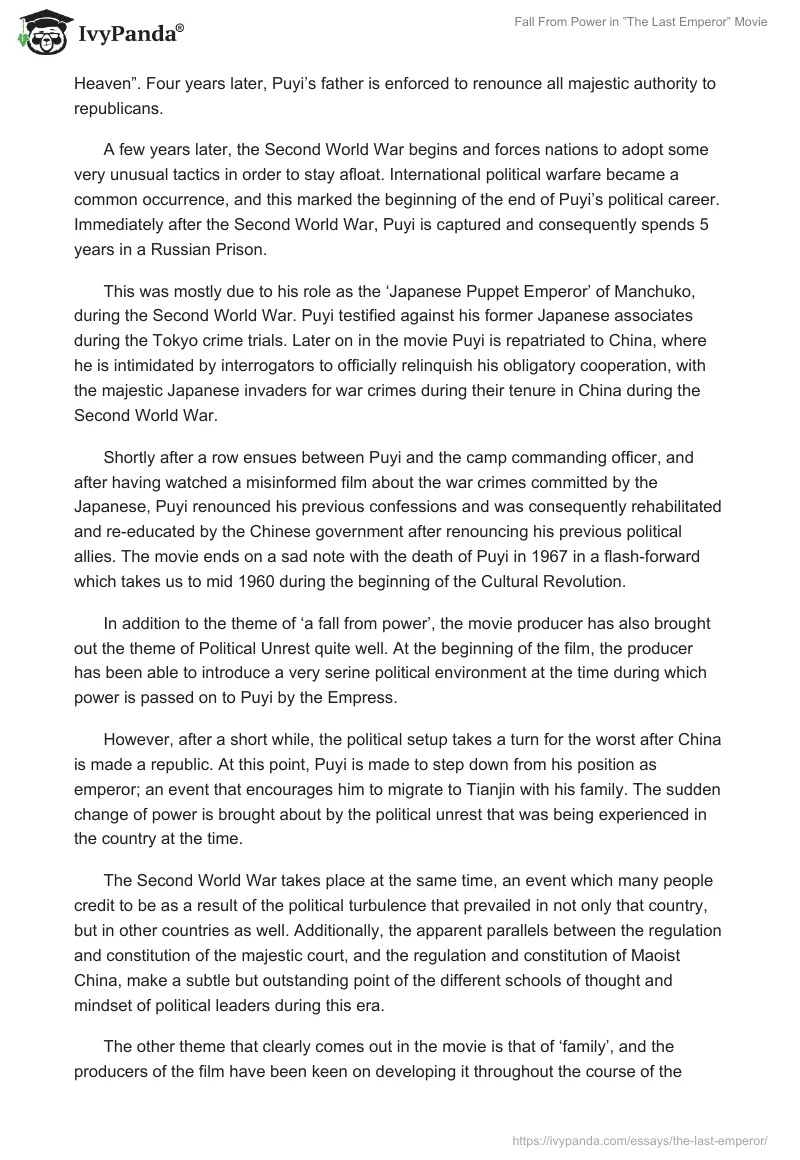 Fall From Power in ”The Last Emperor” Movie. Page 2