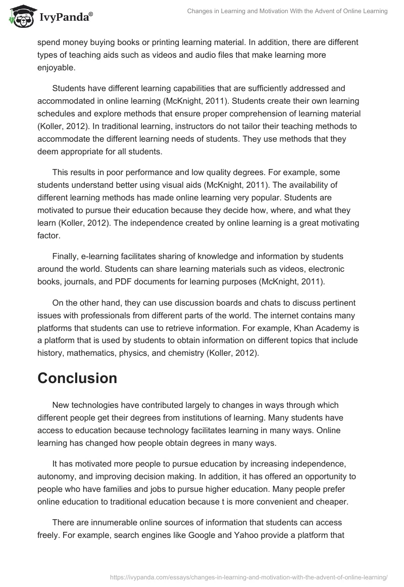 Changes in Learning and Motivation With the Advent of Online Learning. Page 4