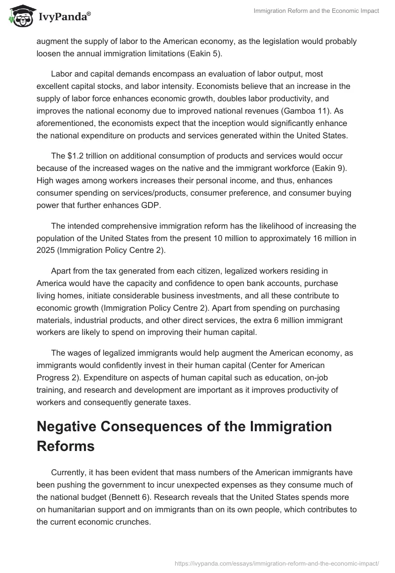 Immigration Reform and the Economic Impact. Page 4