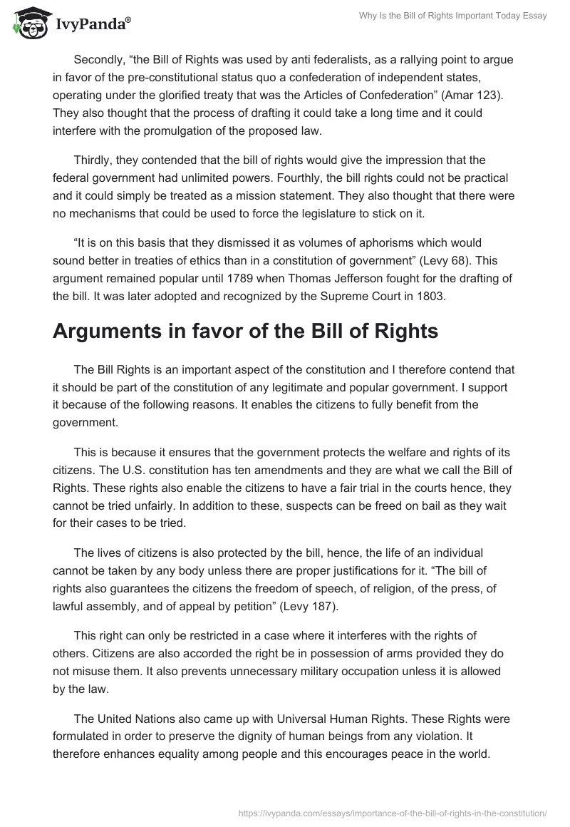 Why Is the Bill of Rights Important Today Essay. Page 2