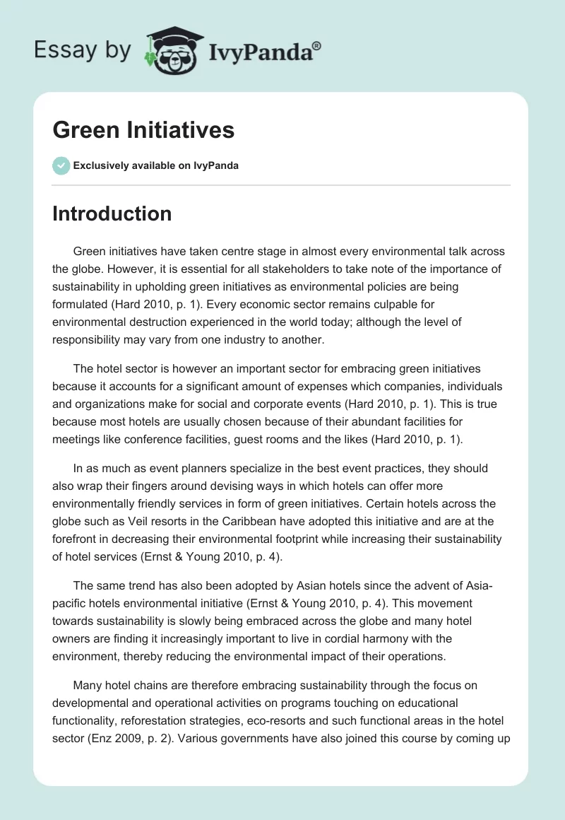 Green Initiatives. Page 1