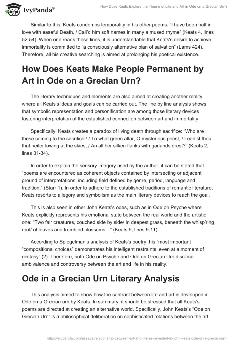 How Does Keats Explore the Theme of Life and Art in Ode on a Grecian Urn?. Page 3