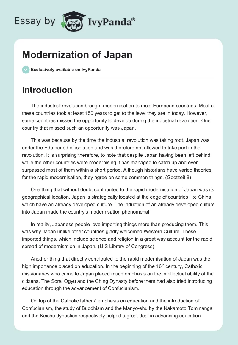 Modernization of Japan. Page 1