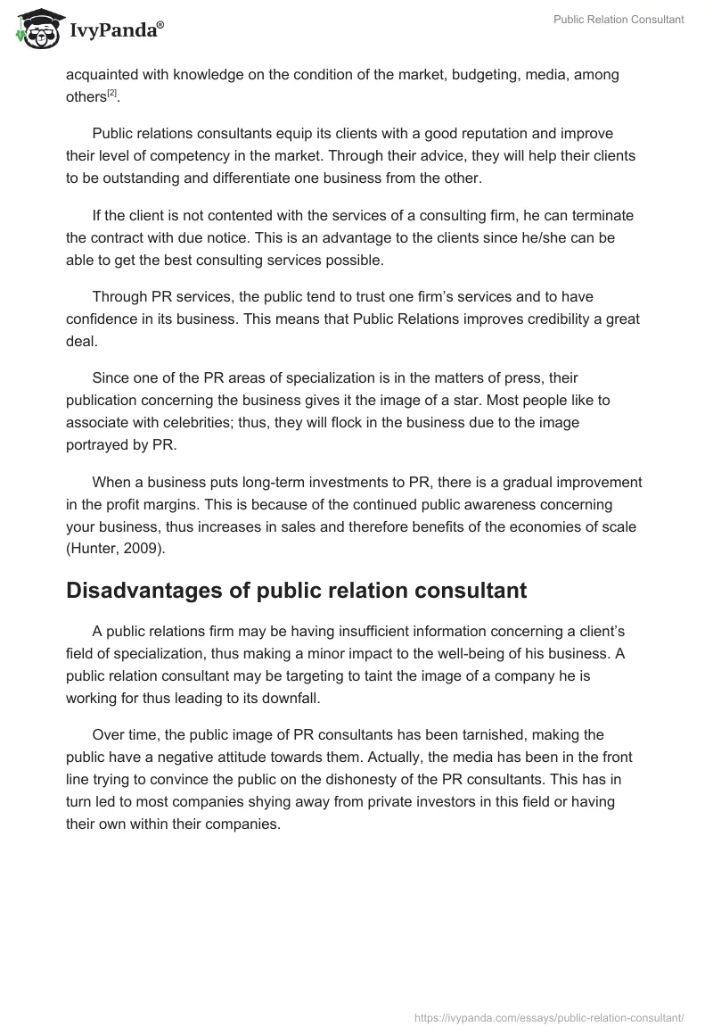 Public Relation Consultant. Page 2