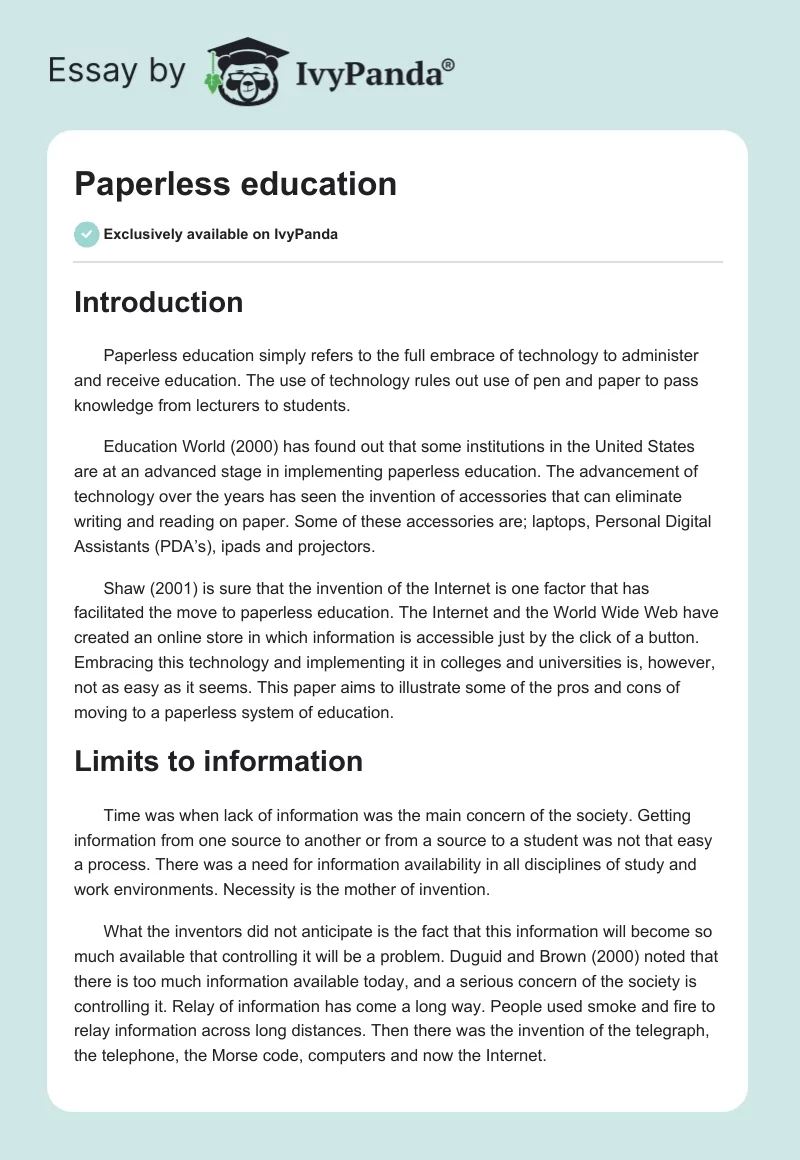 Paperless education. Page 1
