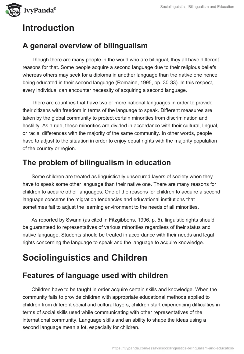 Sociolinguistics: Bilingualism and Education. Page 2