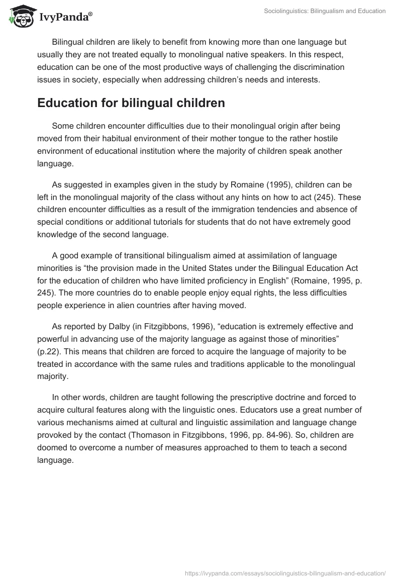 Sociolinguistics: Bilingualism and Education. Page 4