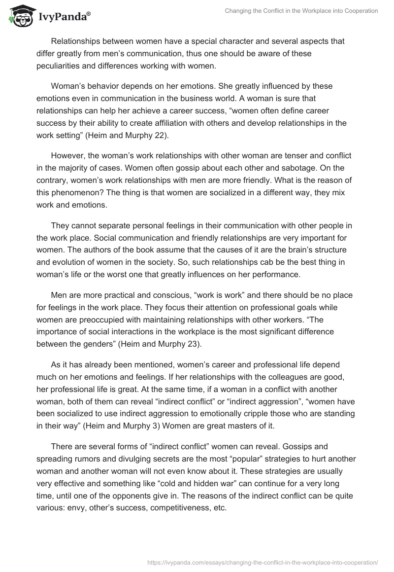Changing the Conflict in the Workplace Into Cooperation. Page 2