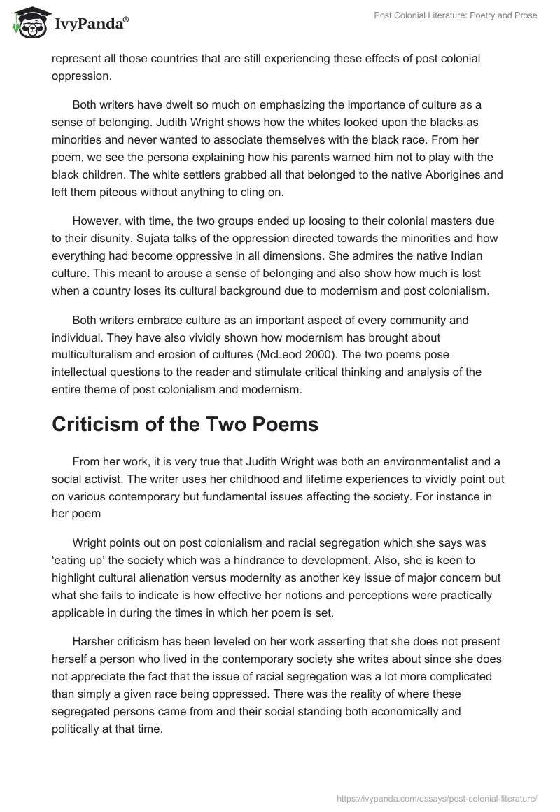 Post Colonial Literature: Poetry and Prose. Page 2