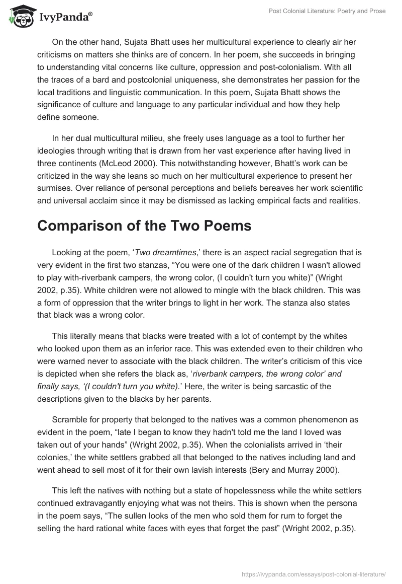 Post Colonial Literature: Poetry and Prose. Page 3