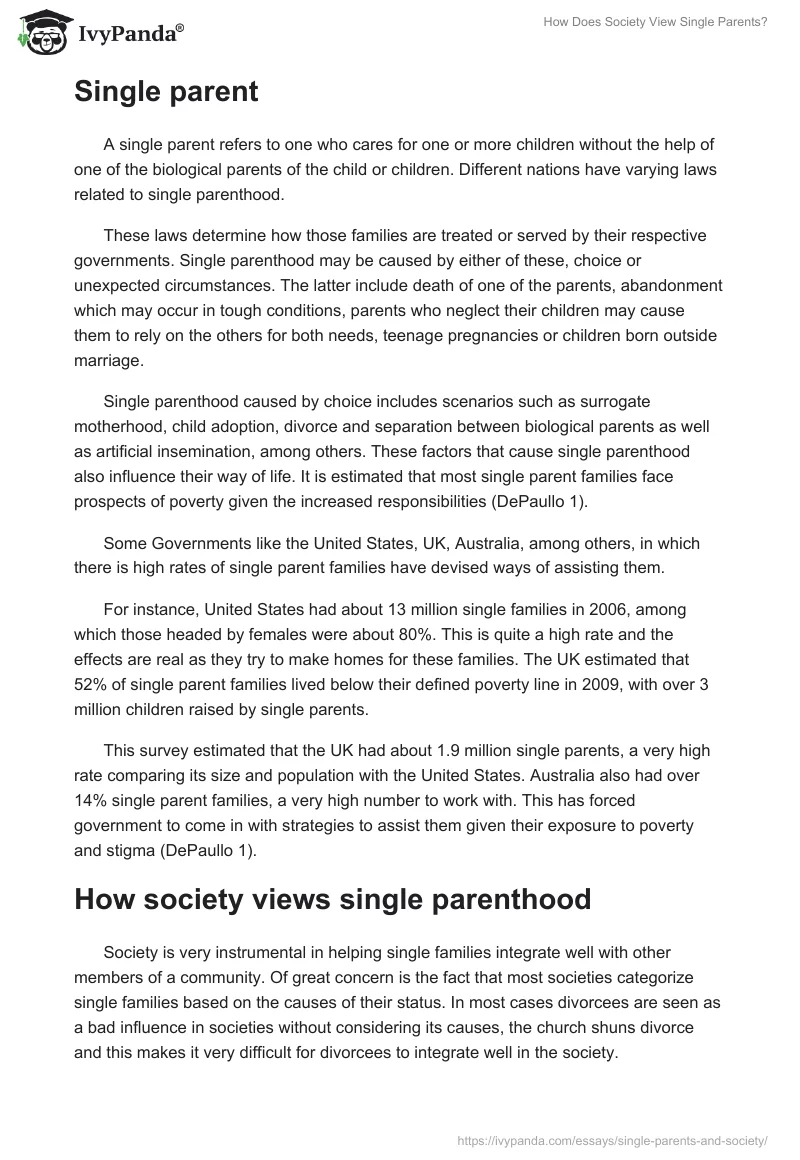 How Does Society View Single Parents?. Page 2