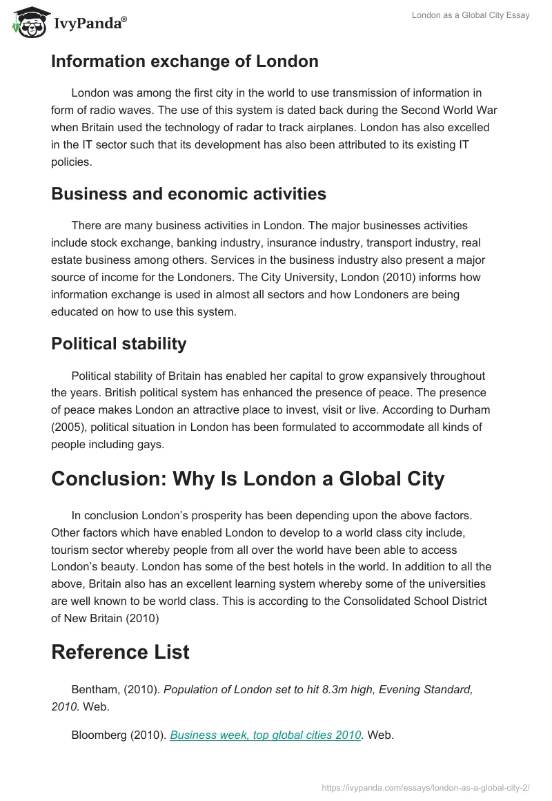 London as a Global City Essay. Page 3