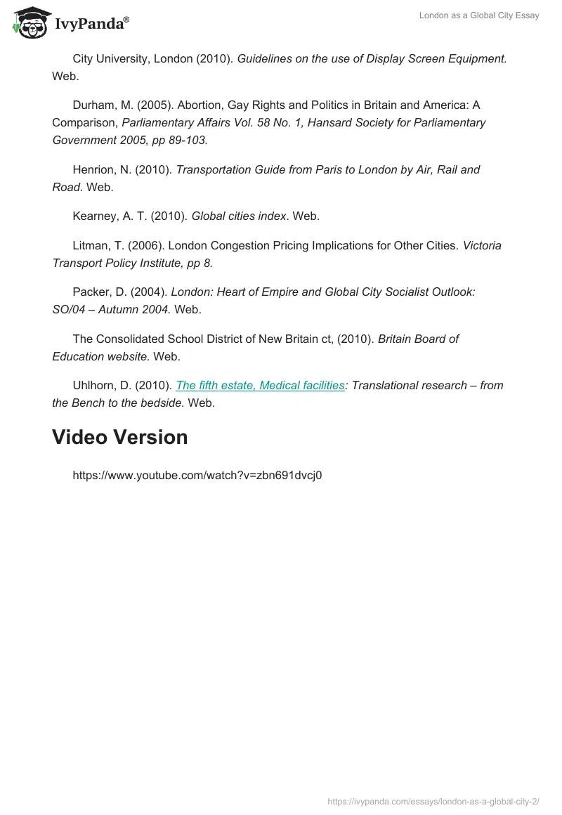 London as a Global City Essay. Page 4
