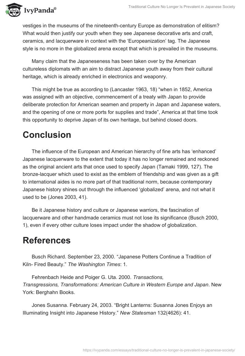 Traditional Culture No Longer Is Prevalent in Japanese Society. Page 4