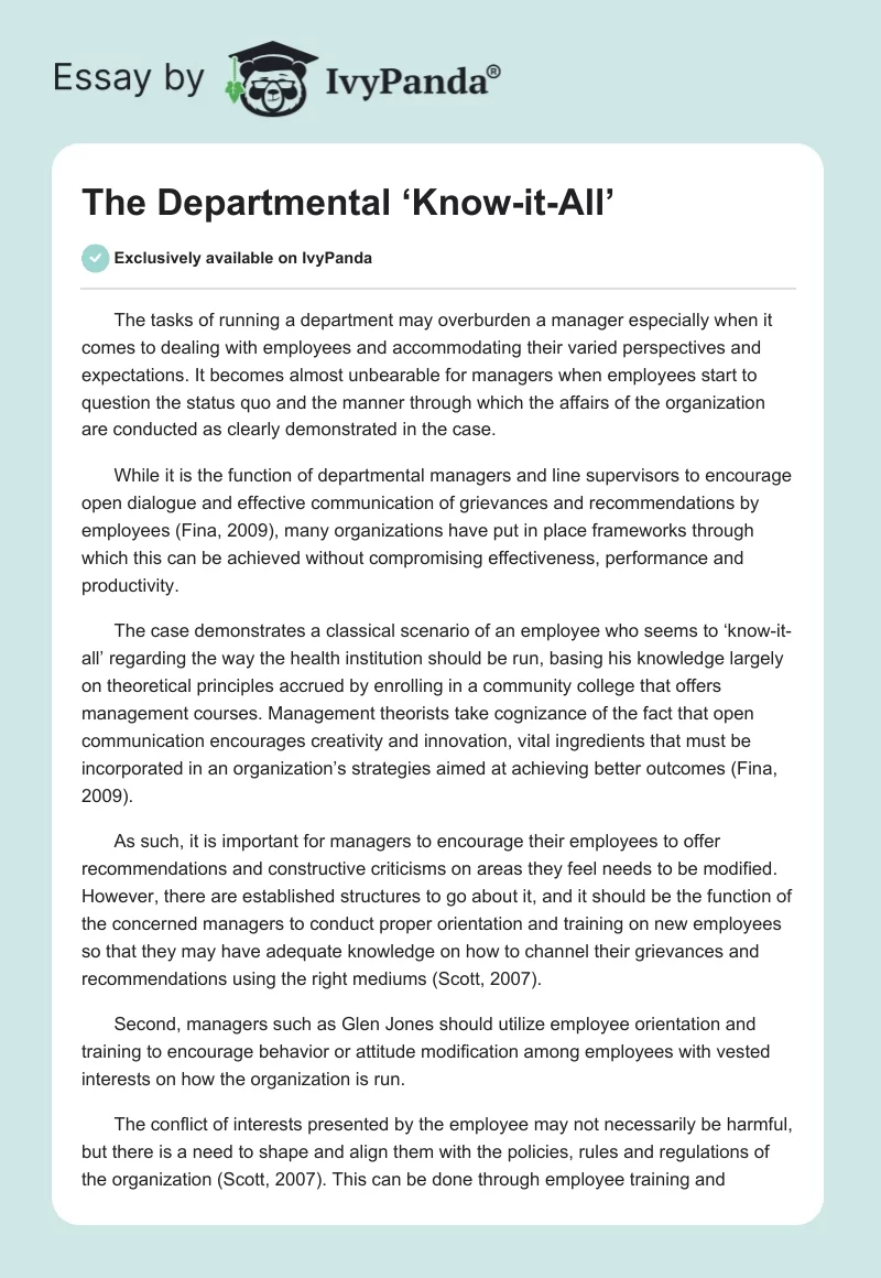 The Departmental ‘Know-it-All’. Page 1