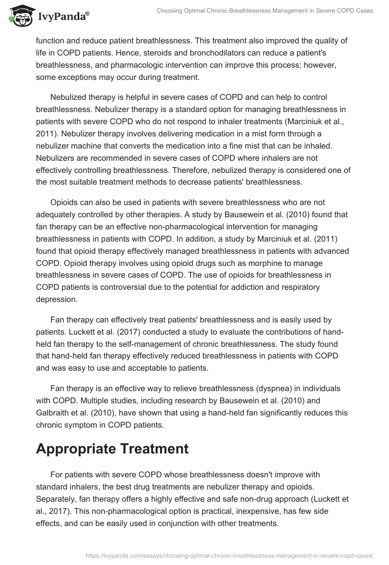 Choosing Optimal Chronic Breathlessness Management in Severe COPD Cases. Page 2