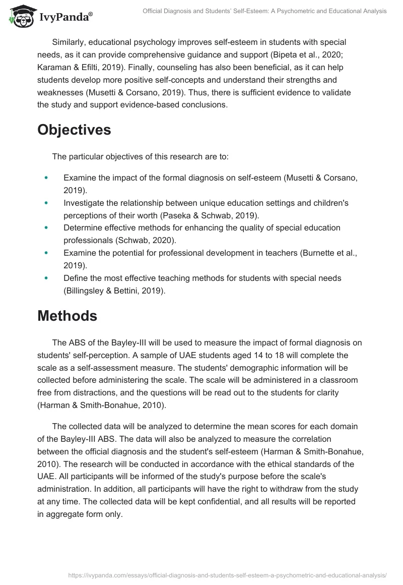 Official Diagnosis and Students’ Self-Esteem: A Psychometric and Educational Analysis. Page 2
