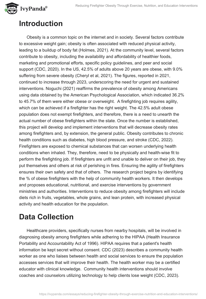Reducing Firefighter Obesity Through Exercise, Nutrition, and Education Interventions. Page 2