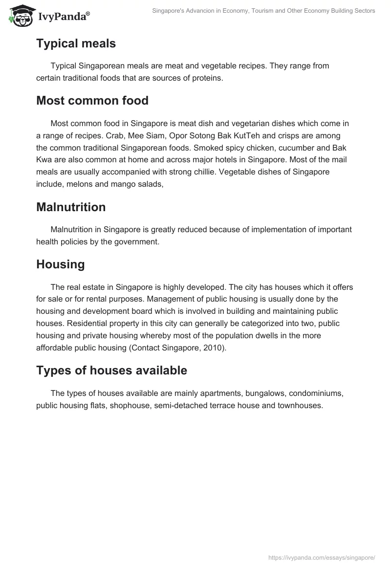 Singapore's Advancion in Economy, Tourism and Other Economy Building Sectors. Page 2