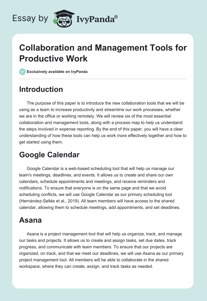 Collaboration and Management Tools for Productive Work. Page 1