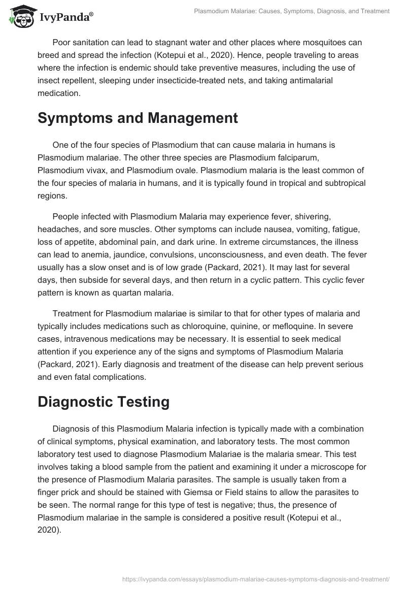Plasmodium Malariae: Causes, Symptoms, Diagnosis, and Treatment. Page 2