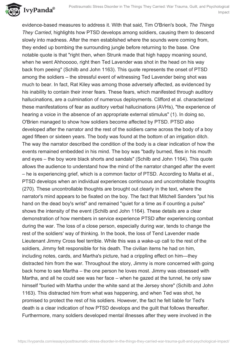 Posttraumatic Stress Disorder in "The Things They Carried": War Trauma, Guilt, and Psychological Impact. Page 2