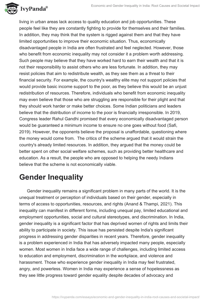Economic and Gender Inequality in India: Root Causes and Societal Impact. Page 2